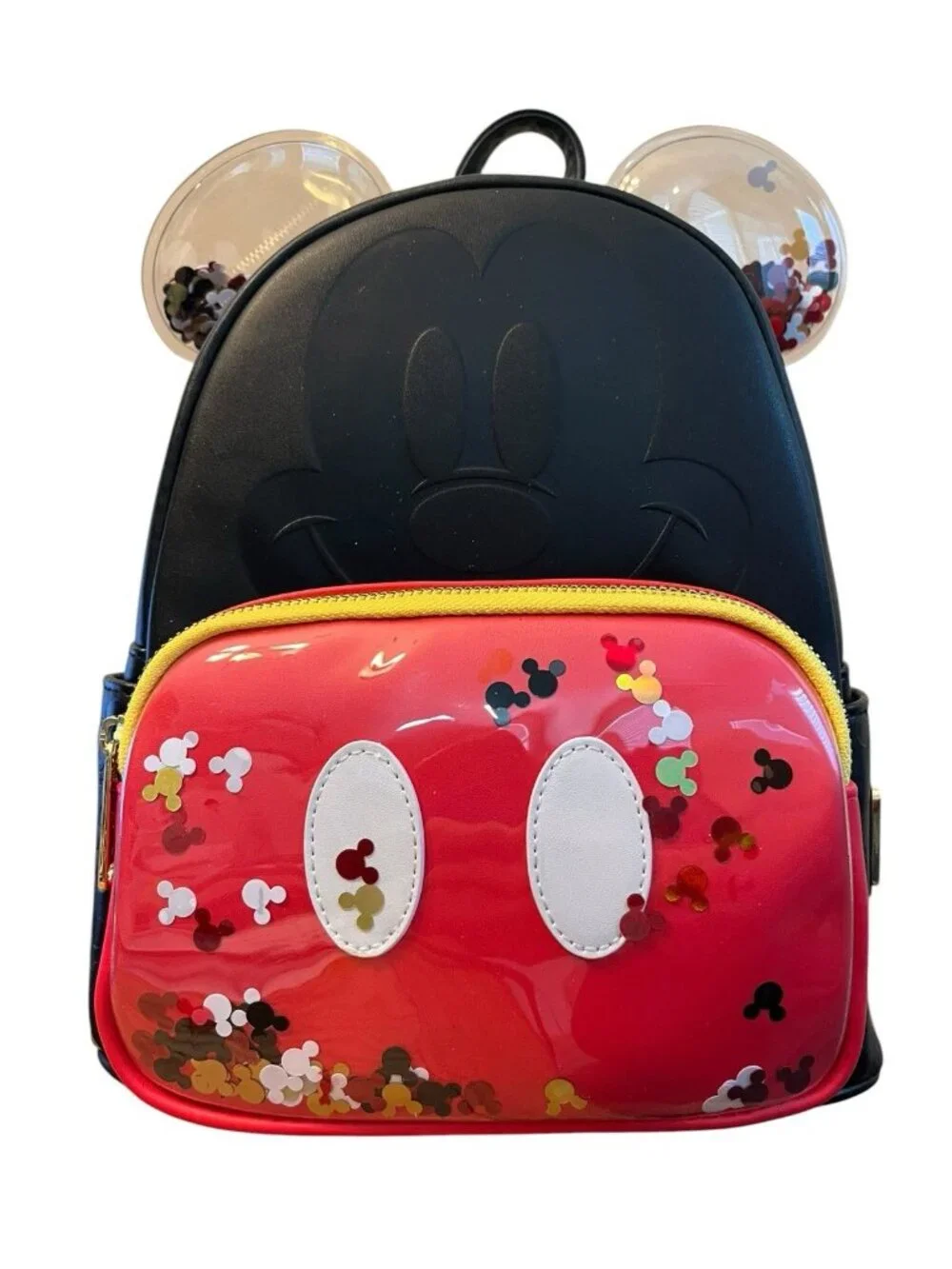 Loungefly Disney Mickey Mouse Confetti Ears Mini Backpack Cosplay Black Red NWT